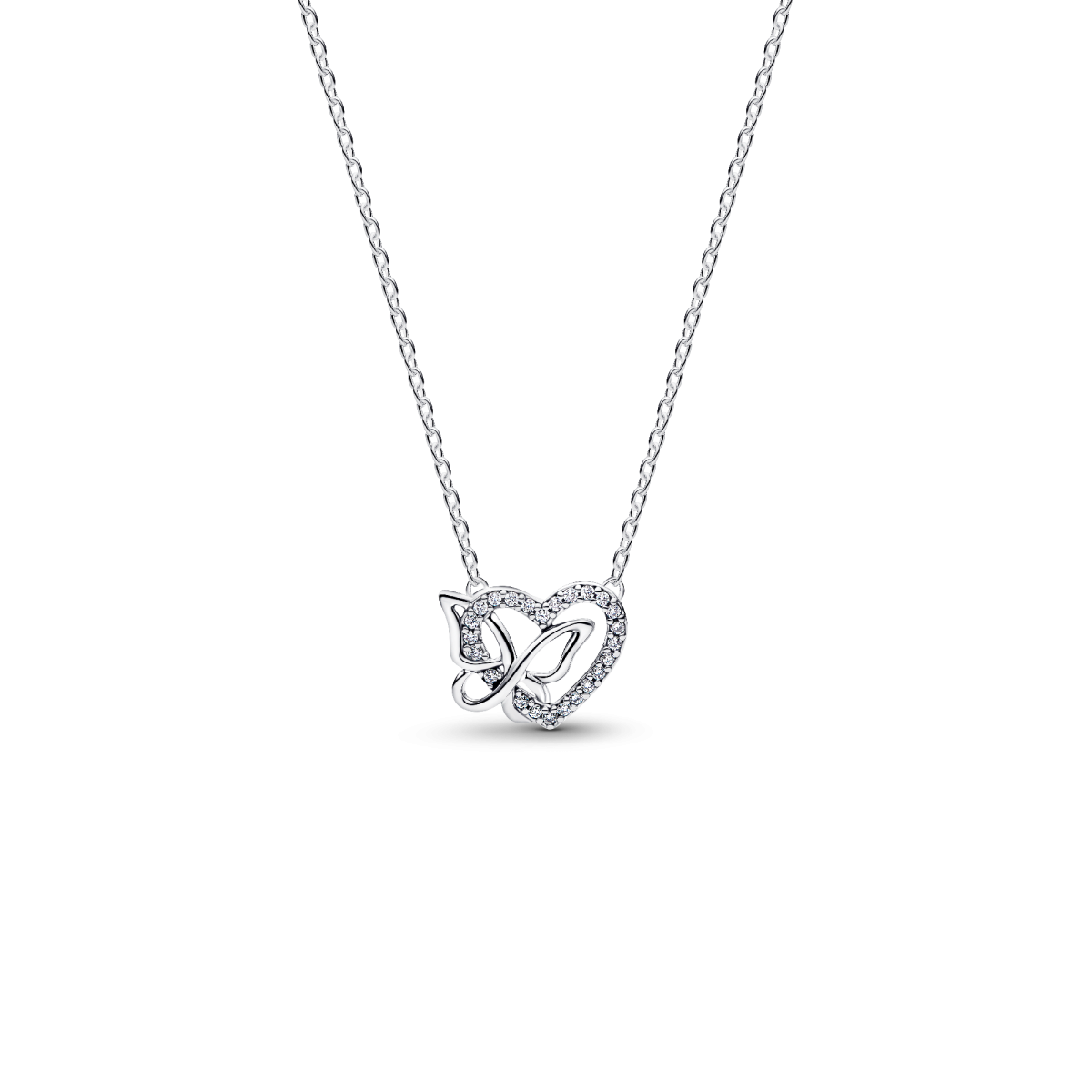 Pandora Moments 394477C01-45 ketting met hanger zilveren vlinder en hartje - Lengte 45 cm
