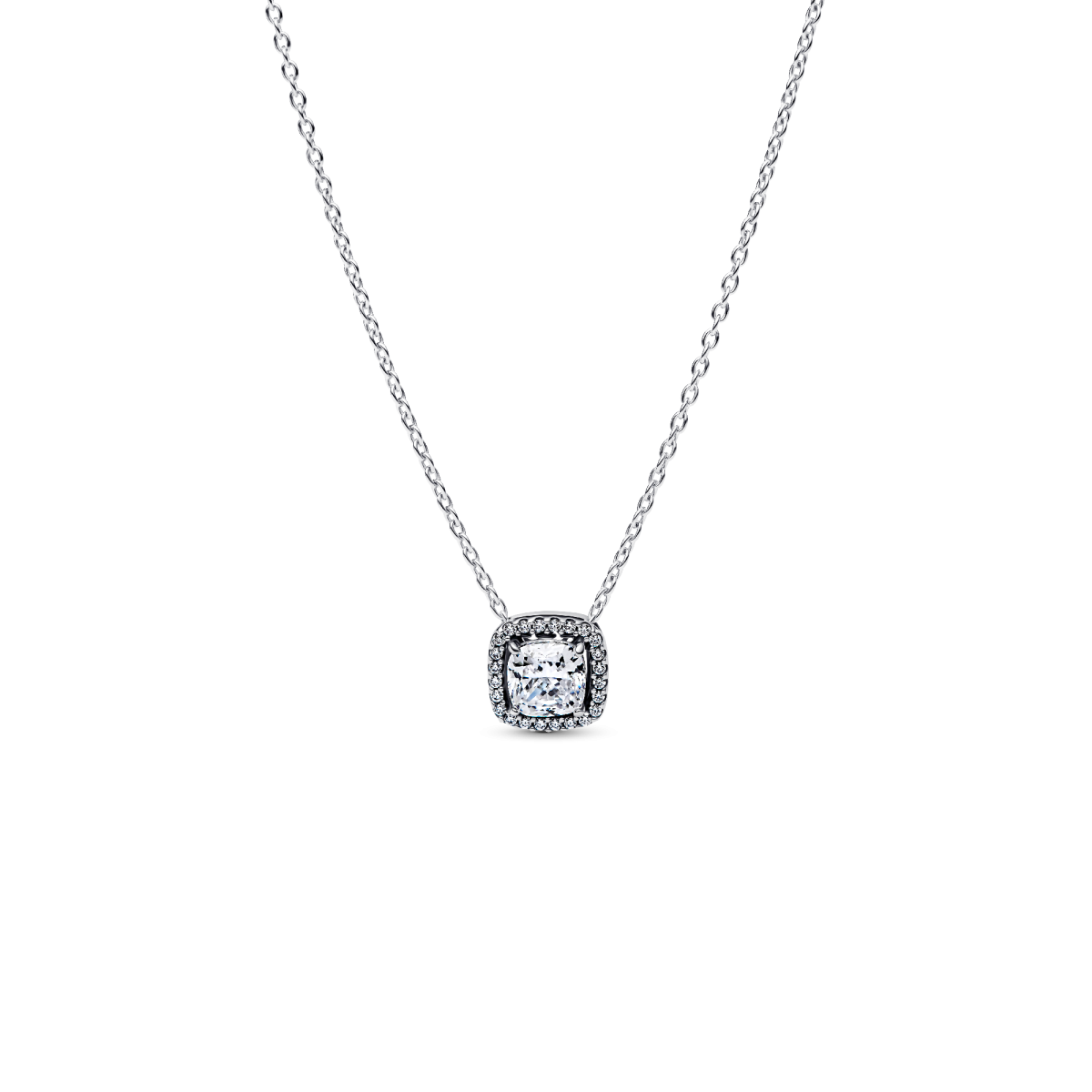 Pandora Timeless 393560C02-45 zilveren ketting met vierkante halo van zirkonia - Lengte 45 cm