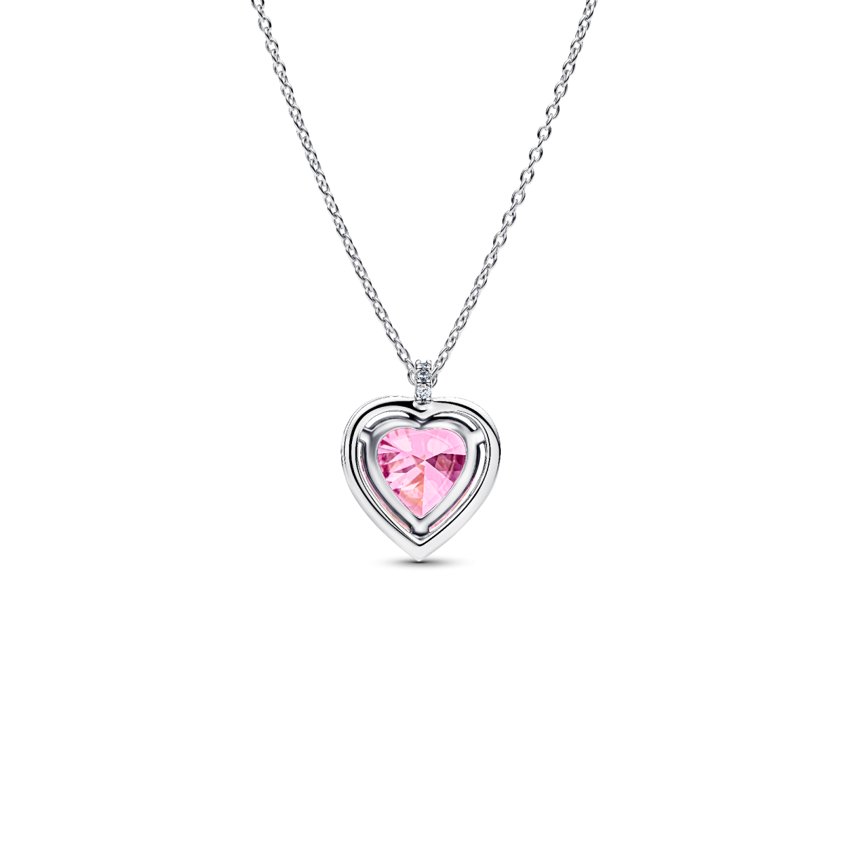Pandora Timeless 394414C01-45 zilveren ketting met roze hartjes hanger - Lengte 45 cm