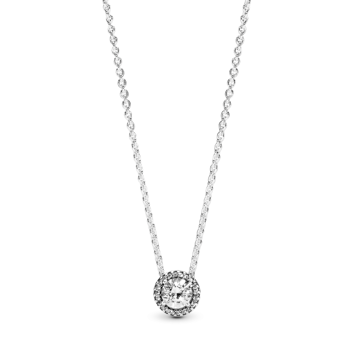 Pandora Timeless 396240CZ-45 ketting met ronde halo hanger van transparante zirkonia's - Lengte 45 cm