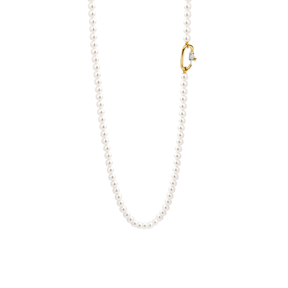 TI SENTO 3980PW/80 edelsteen ketting met parel en zirkonia gold plated - Lengte 80 cm