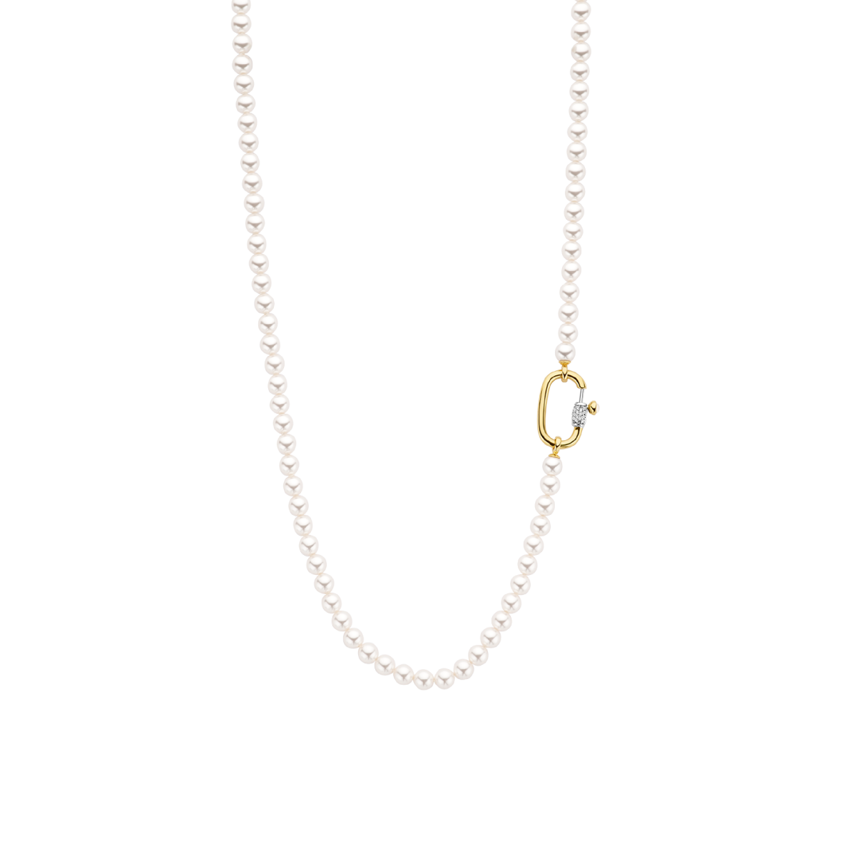 TI SENTO 3980PW/80 edelsteen ketting met parel en zirkonia gold plated - Lengte 80 cm