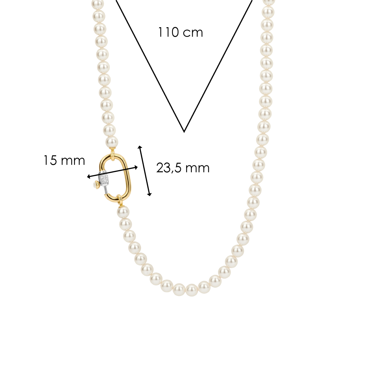 TI SENTO 3993PW/110 edelsteen ketting met parel en zirkonia - Lengte 110 cm