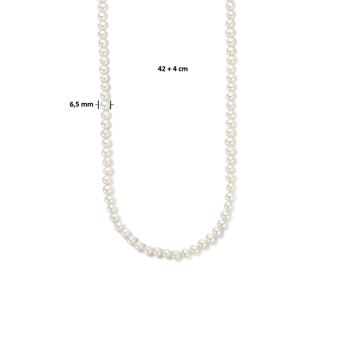 Parel ketting van zilver 46 cm