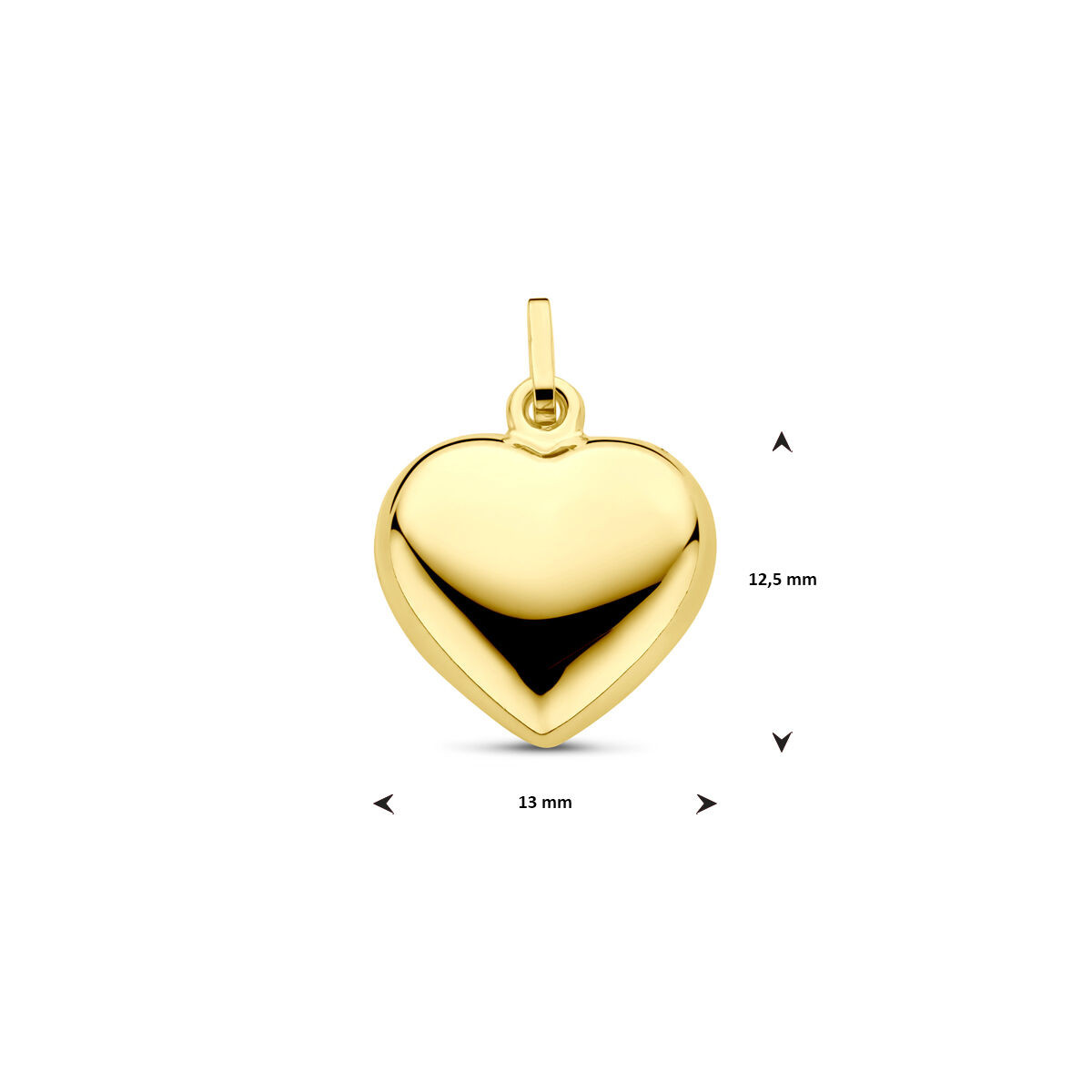 Gouden hartjes hanger 13 mm
