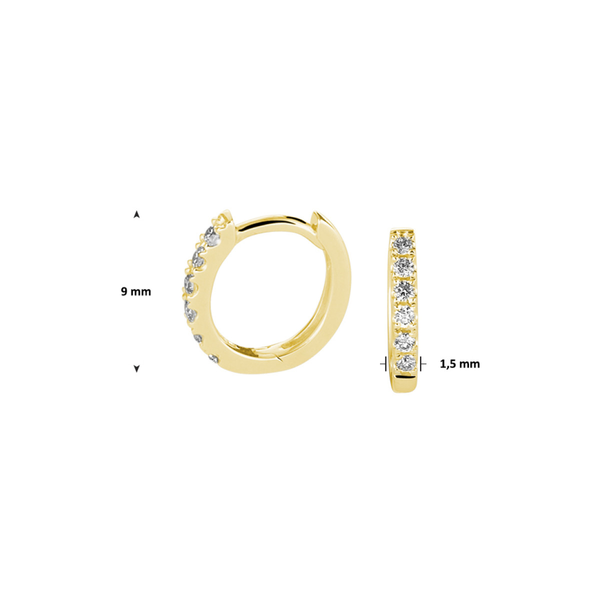 14-karaat gouden oorringen met diamant