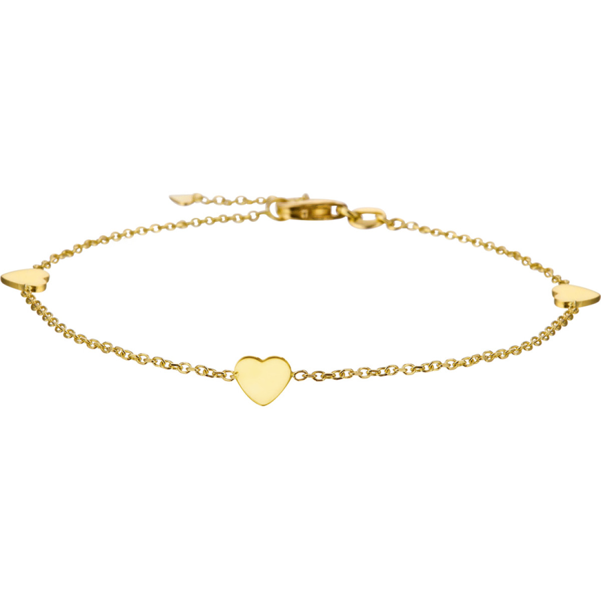 Armband goud drie hartjes