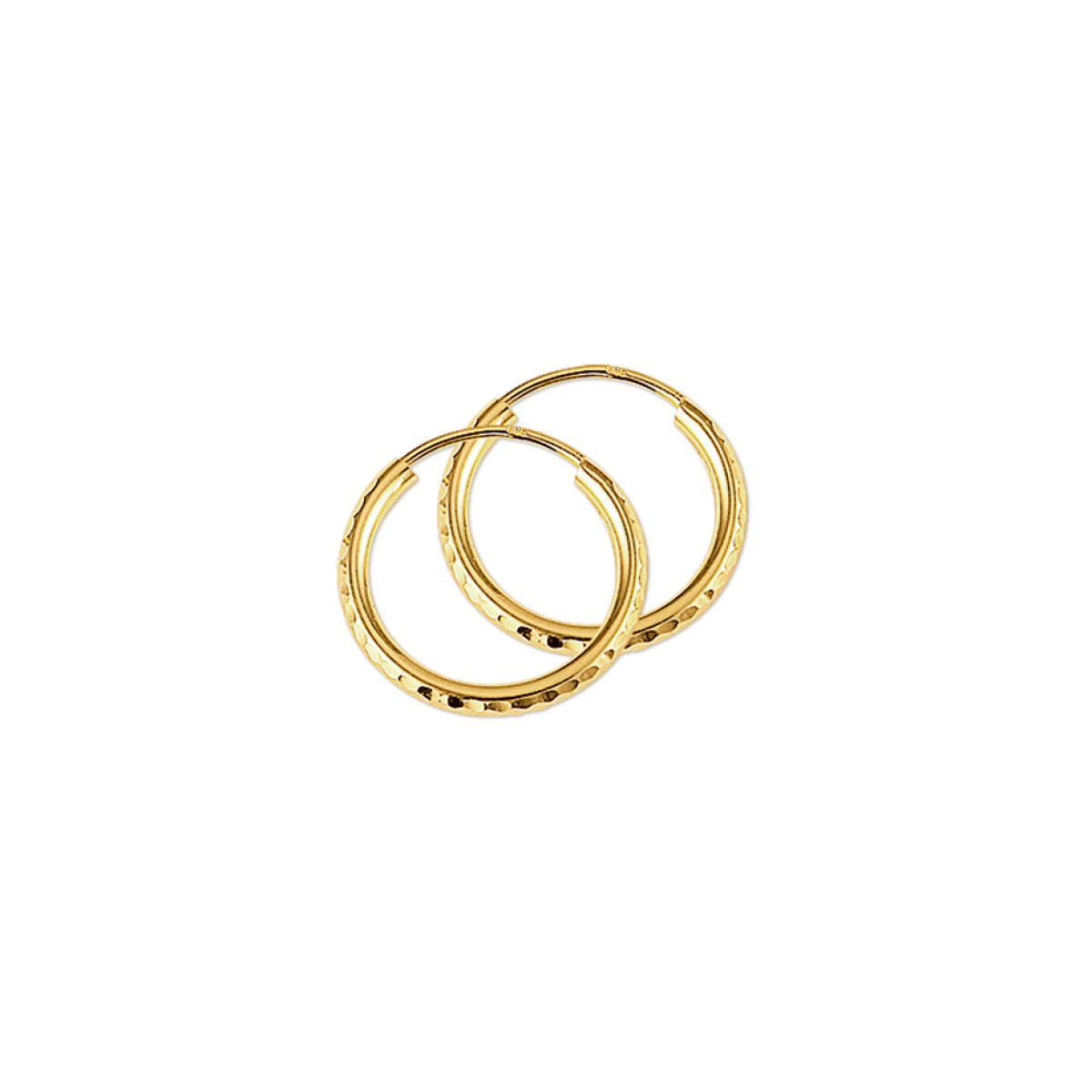 Bewerkte 14-karaat gouden creolen 2 mm