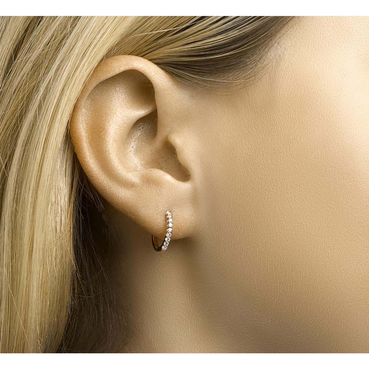 Edelsteen oorbellen met diamant in het goud 12.5 mm