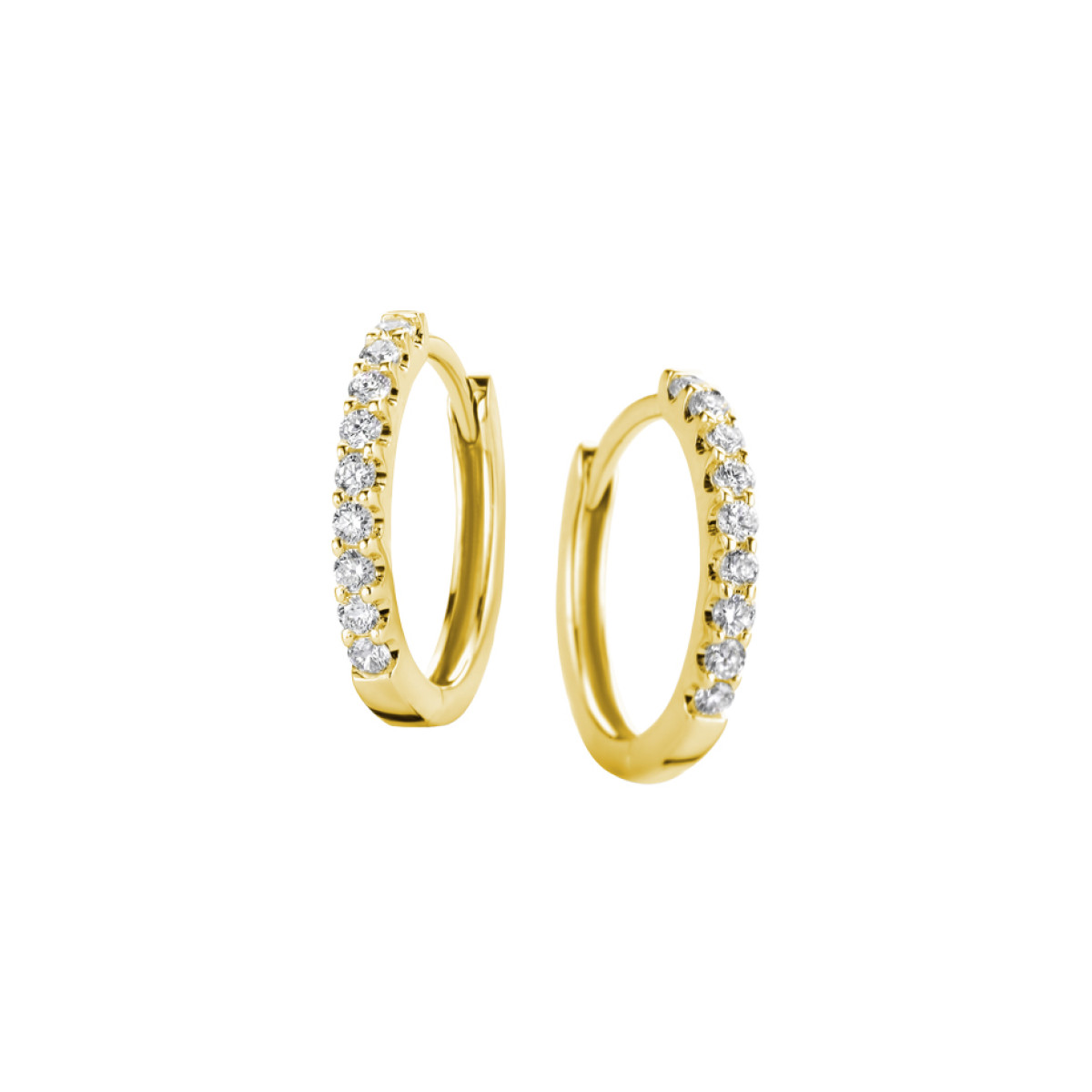 Edelsteen oorbellen met diamant in het goud 12.5 mm