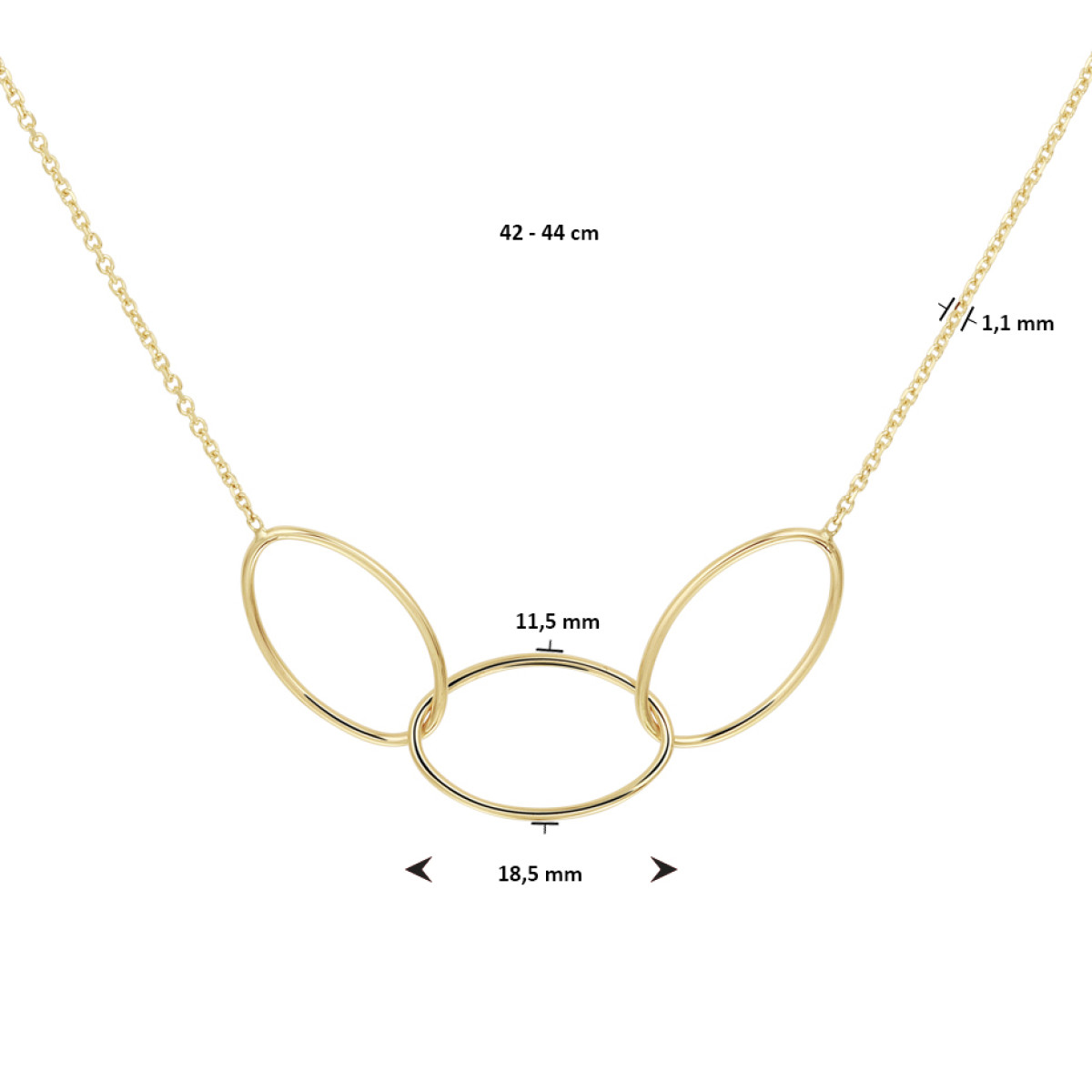 Gouden collier ovaal 42-44 cm
