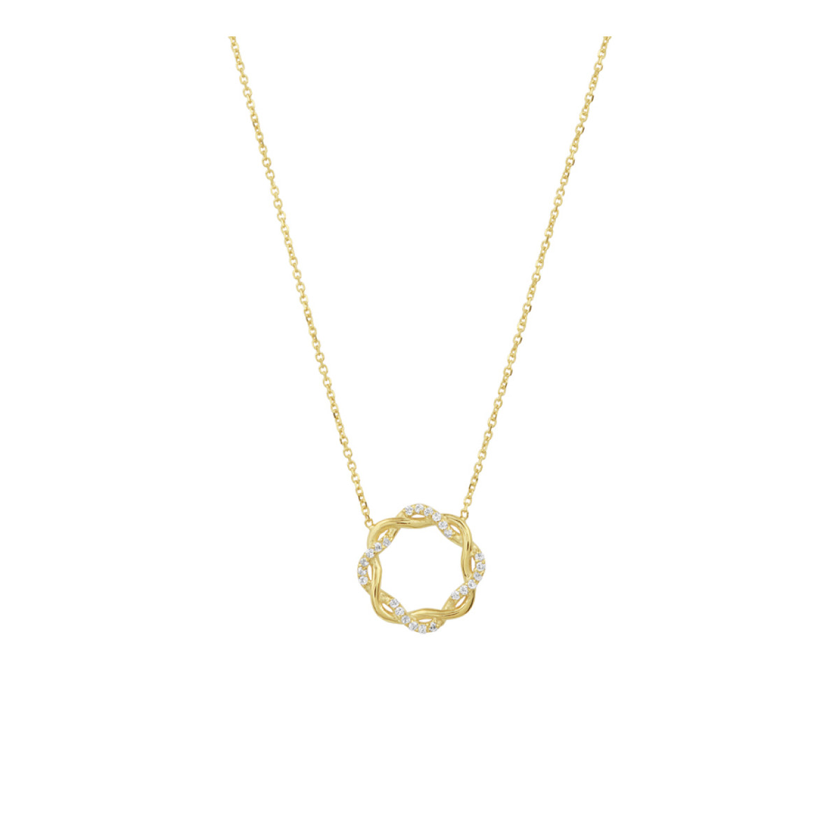 Gouden collier rondje zirkonia 0.7 mm 40- 42 cm