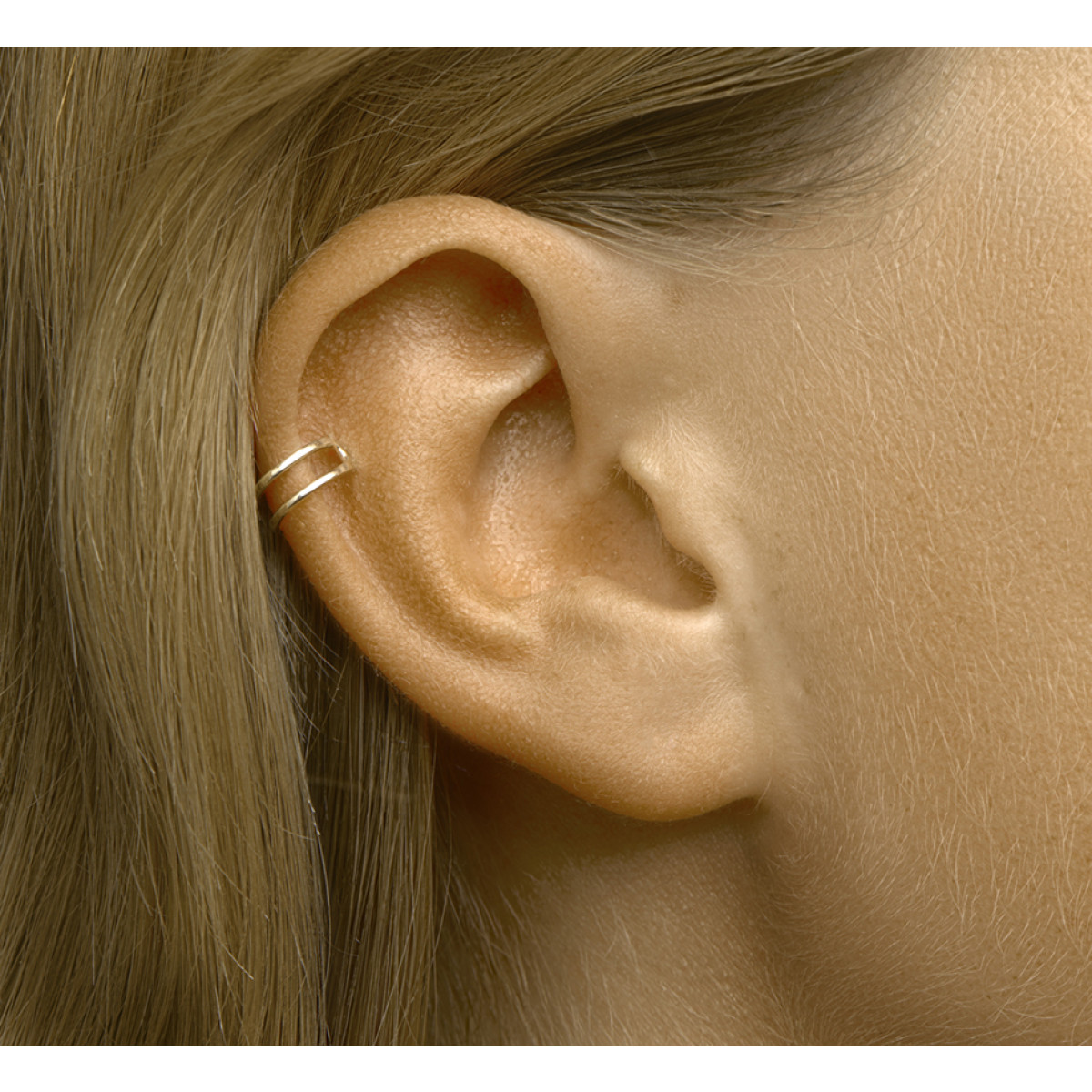 Gouden earcuff twee ringetjes - per stuk