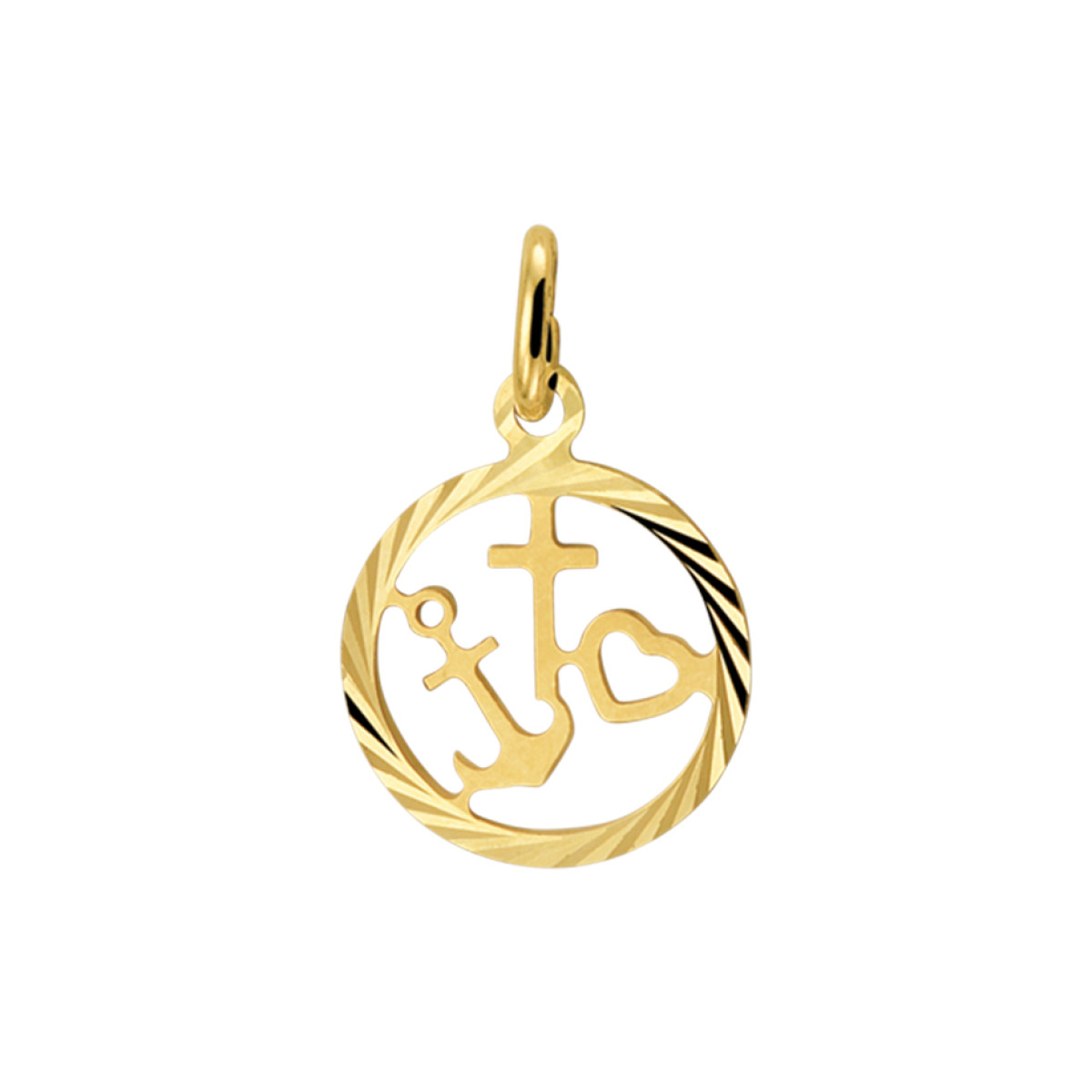 Ronde gouden hanger geloof hoop liefde