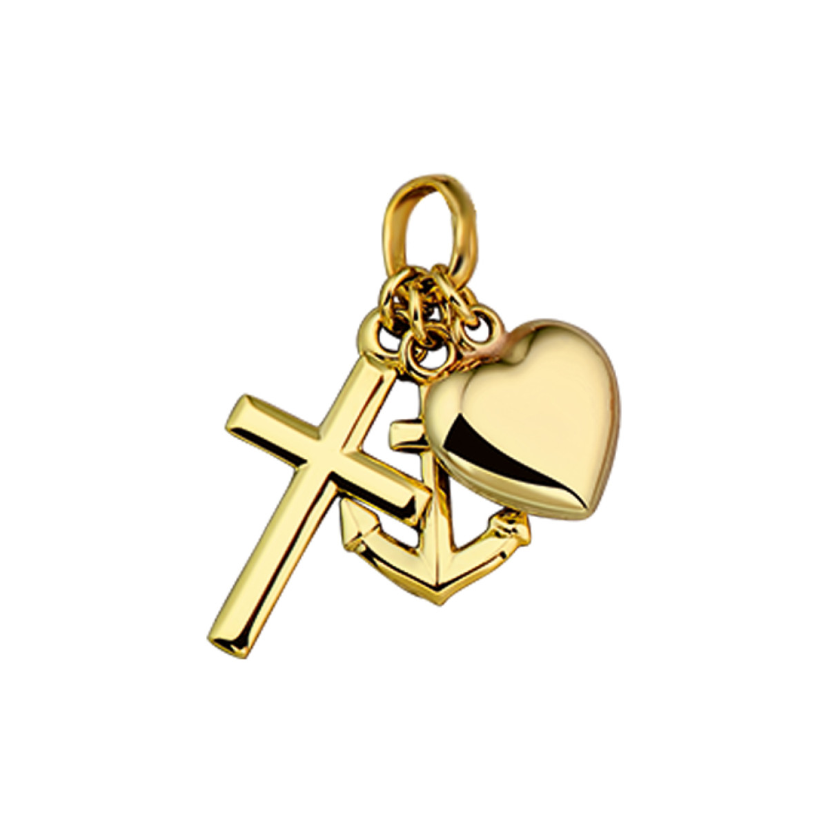 Gouden geloof hoop liefde hangers twee zijdig hol 22 mm