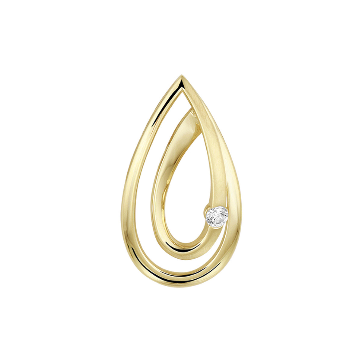 Gouden hanger druppelvorm met diamant