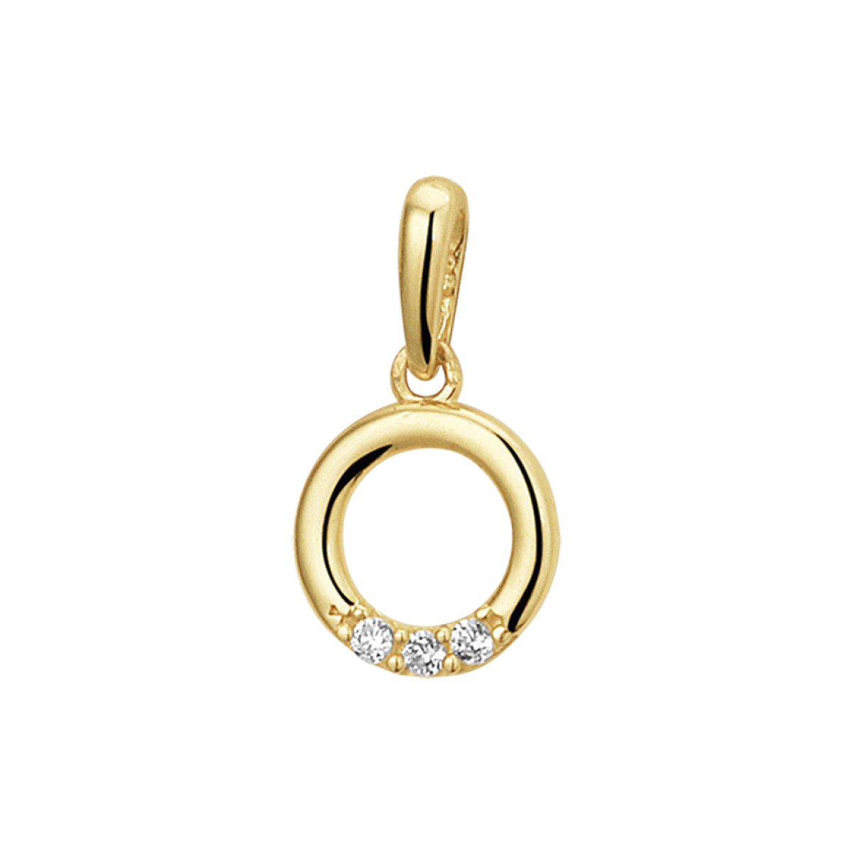 Gouden hanger rond met zirkonia's