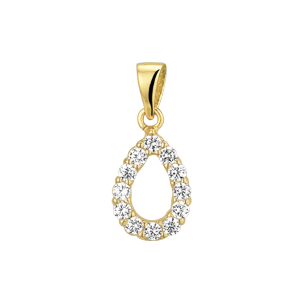 Gouden hanger zirkonia ovaal
