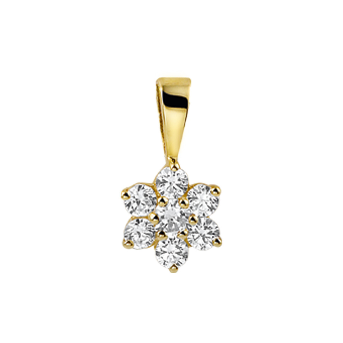 Gouden hanger zirkonia rozet