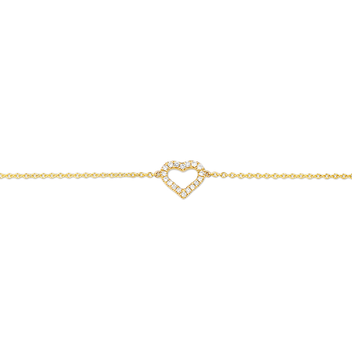 Gouden hartjes armband diamant 0.06 crt 18.5 cm