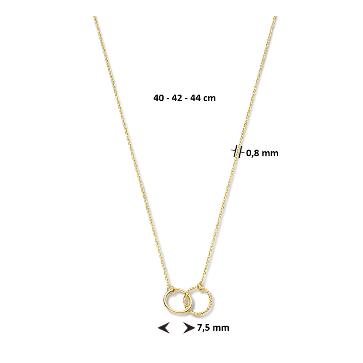 Gouden ketting met twee rondjes
