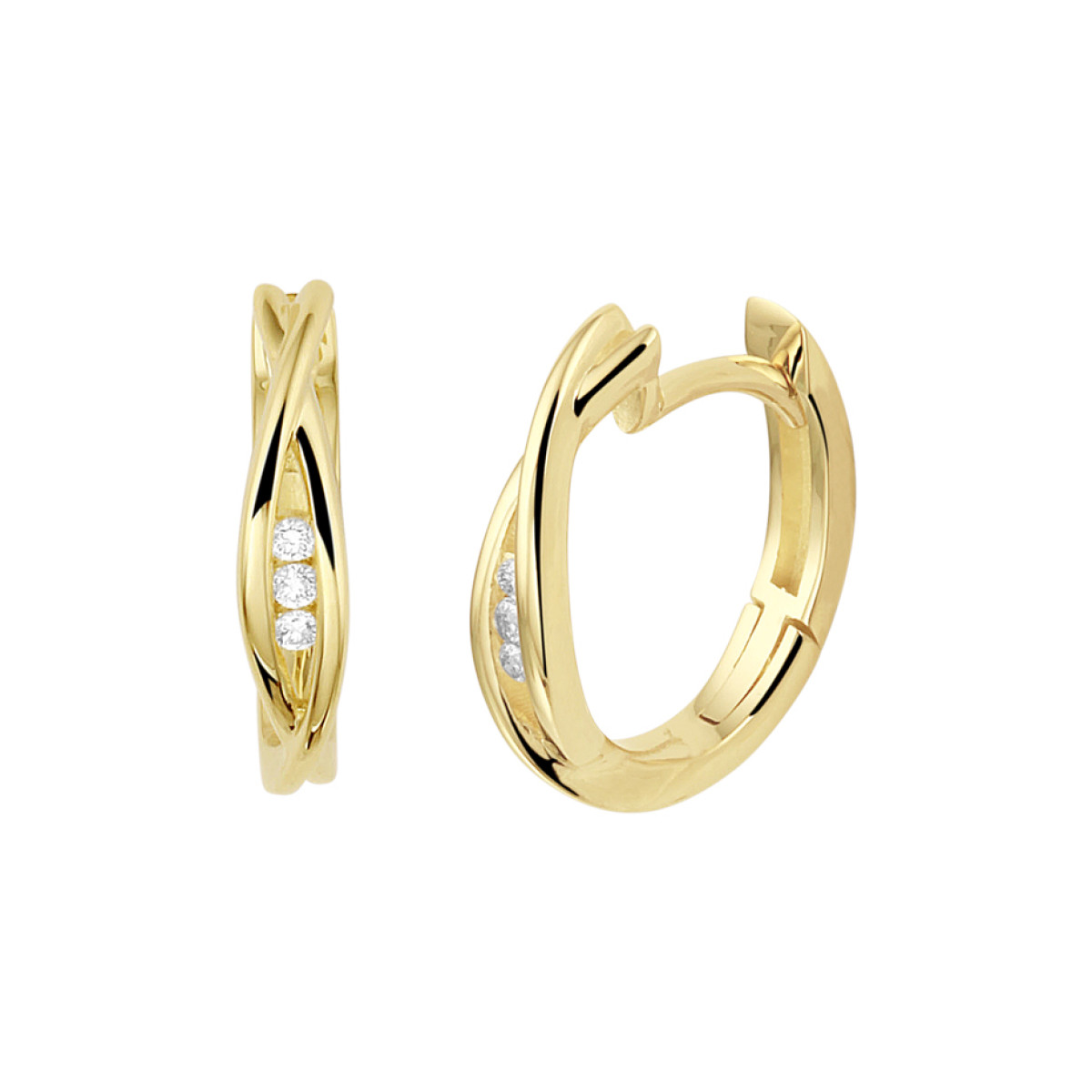 Gouden klapcreolen met diamanten