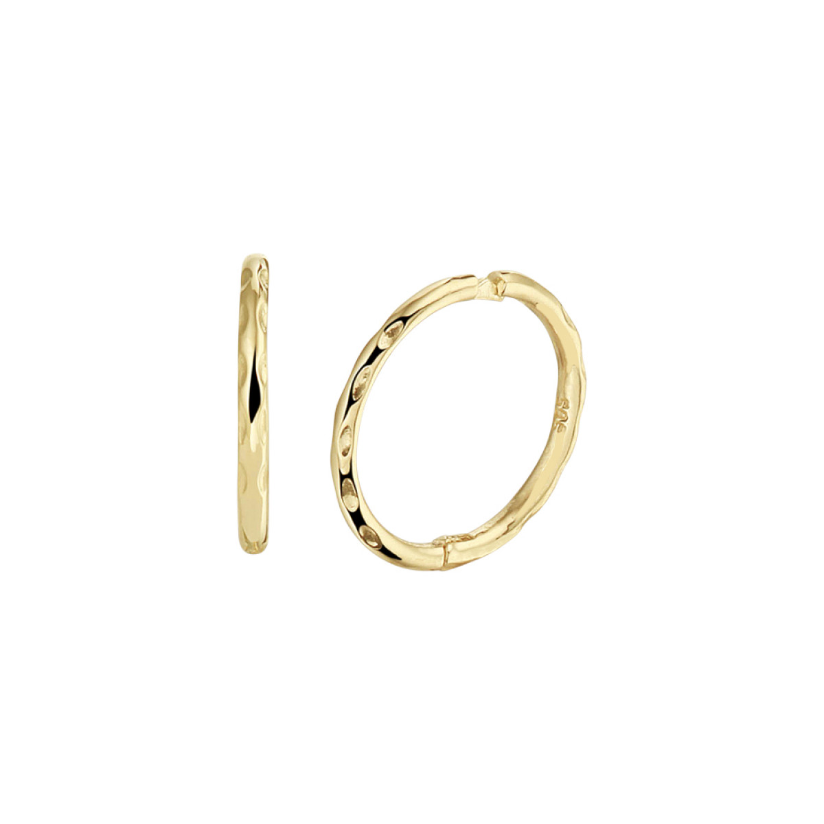Gouden klapoorringen gediamanteerd 1 mm