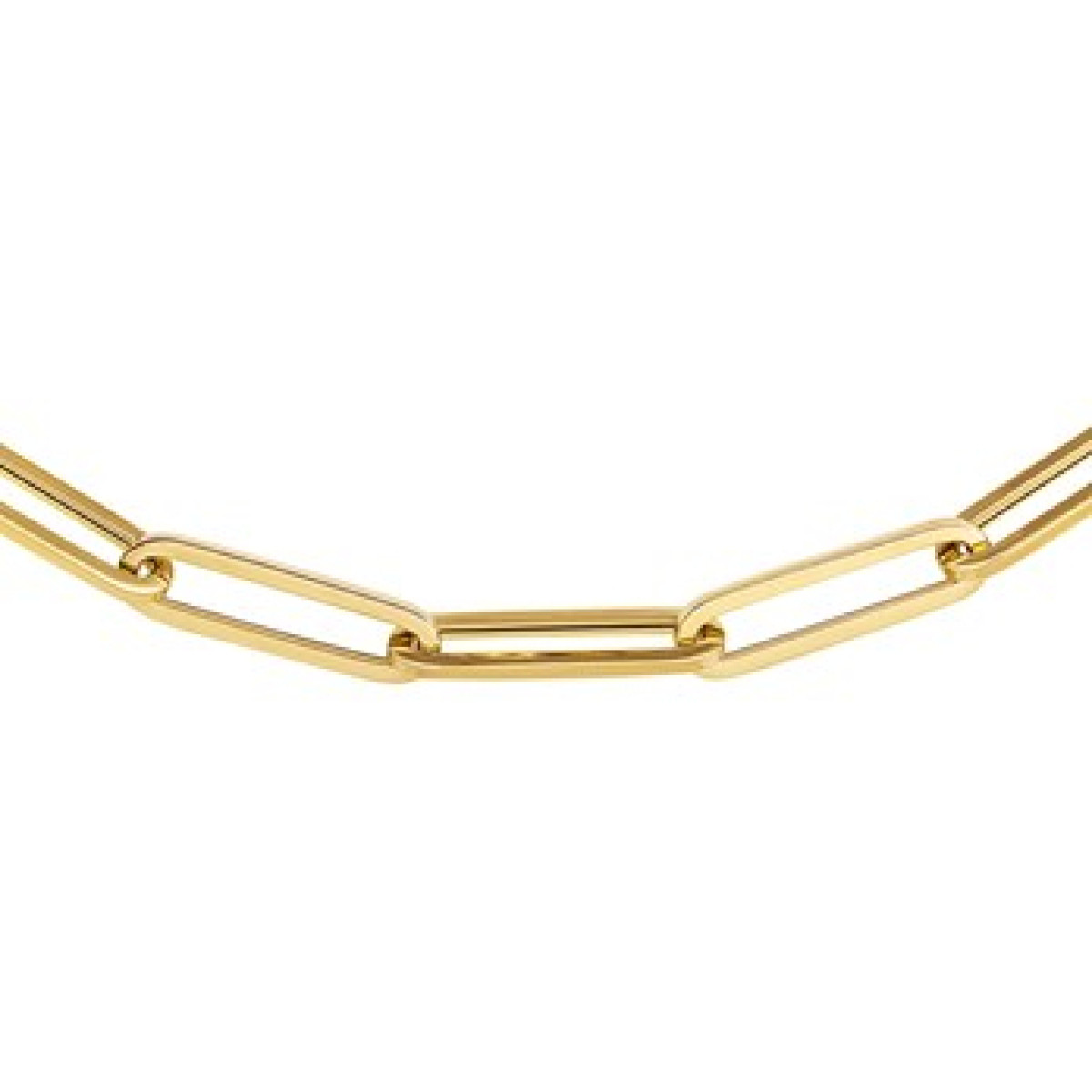 Gouden paperclipcollier  6 mm 45 cm