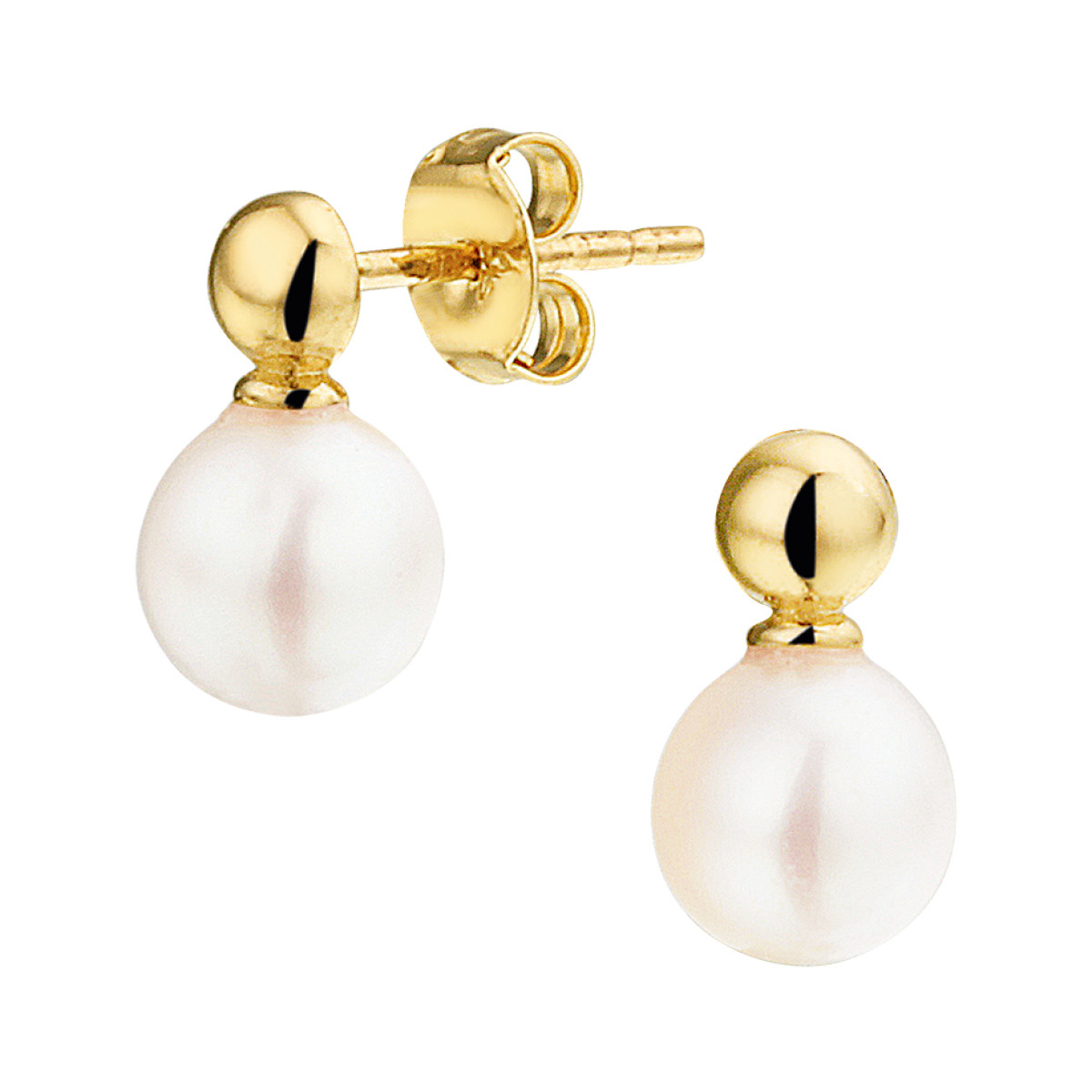Gouden parel oorknoppen 5.5 mm