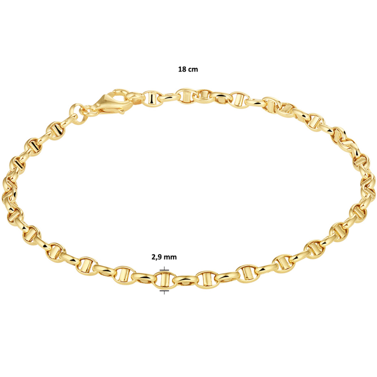 Gouden schakelarmband anker 18-19.5 cm