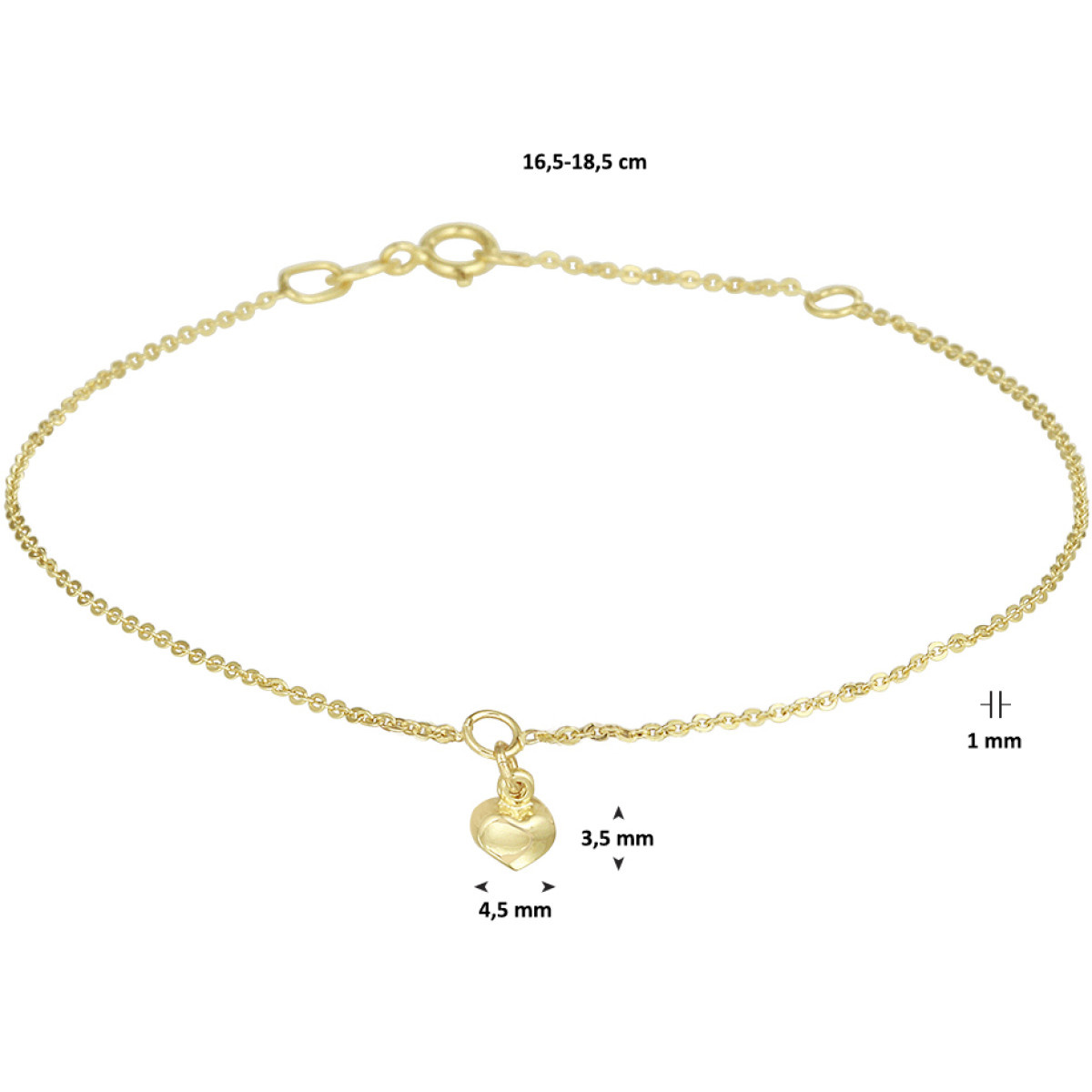 Gouden schakelarmband met hartje
