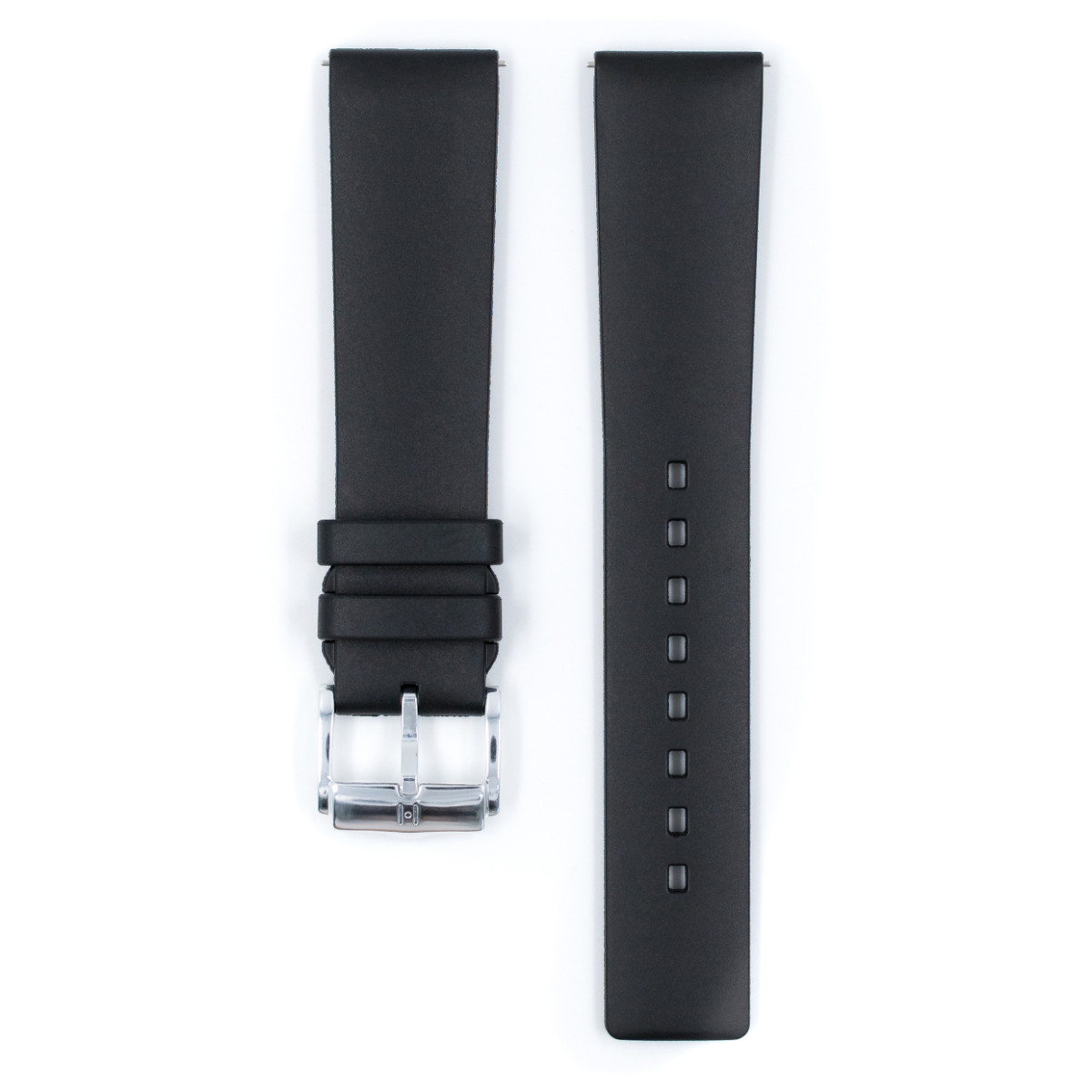 HIRSCH Pure 40538850-2 horlogeband van zwart rubber met gladde afwerking - Breedte 18-26 mm