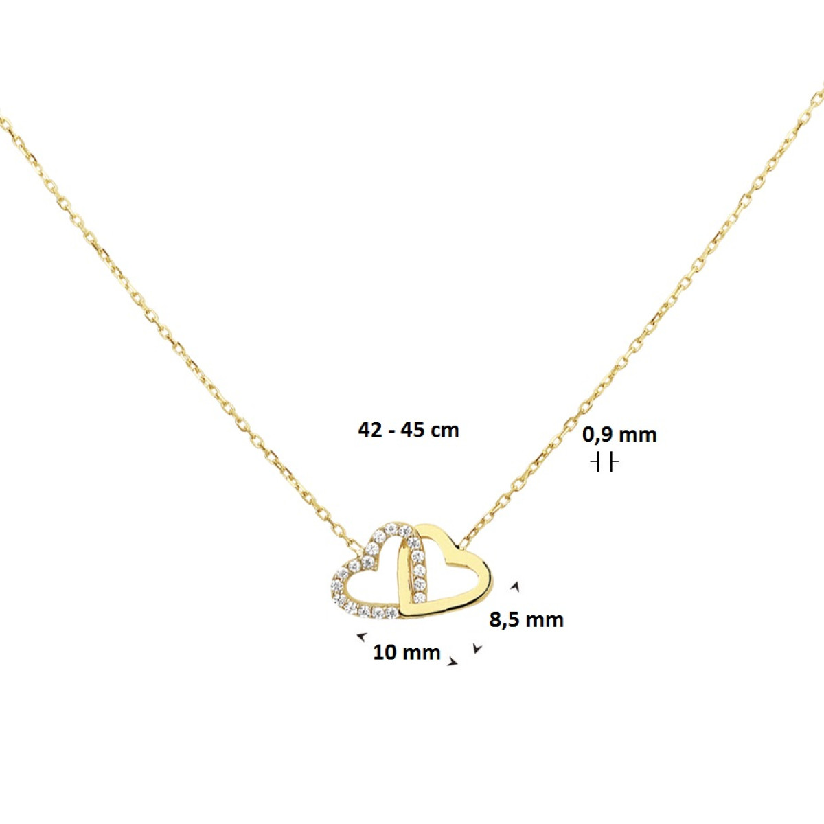Ketting met hartje goud dubbel