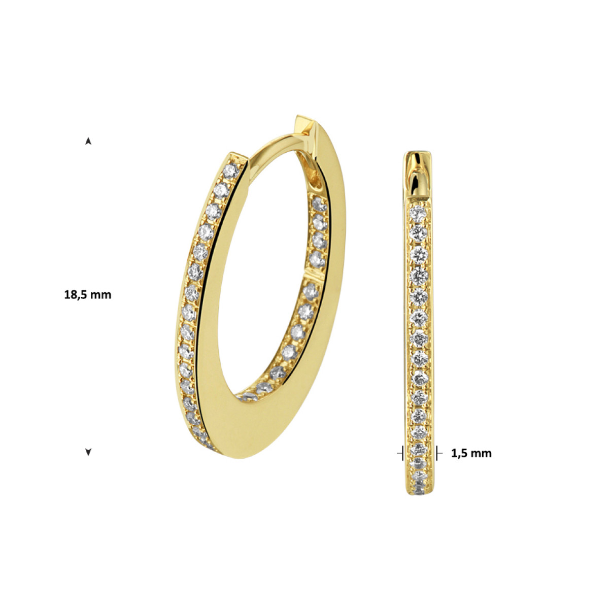 Klapcreolen met edelsteen diamant goud