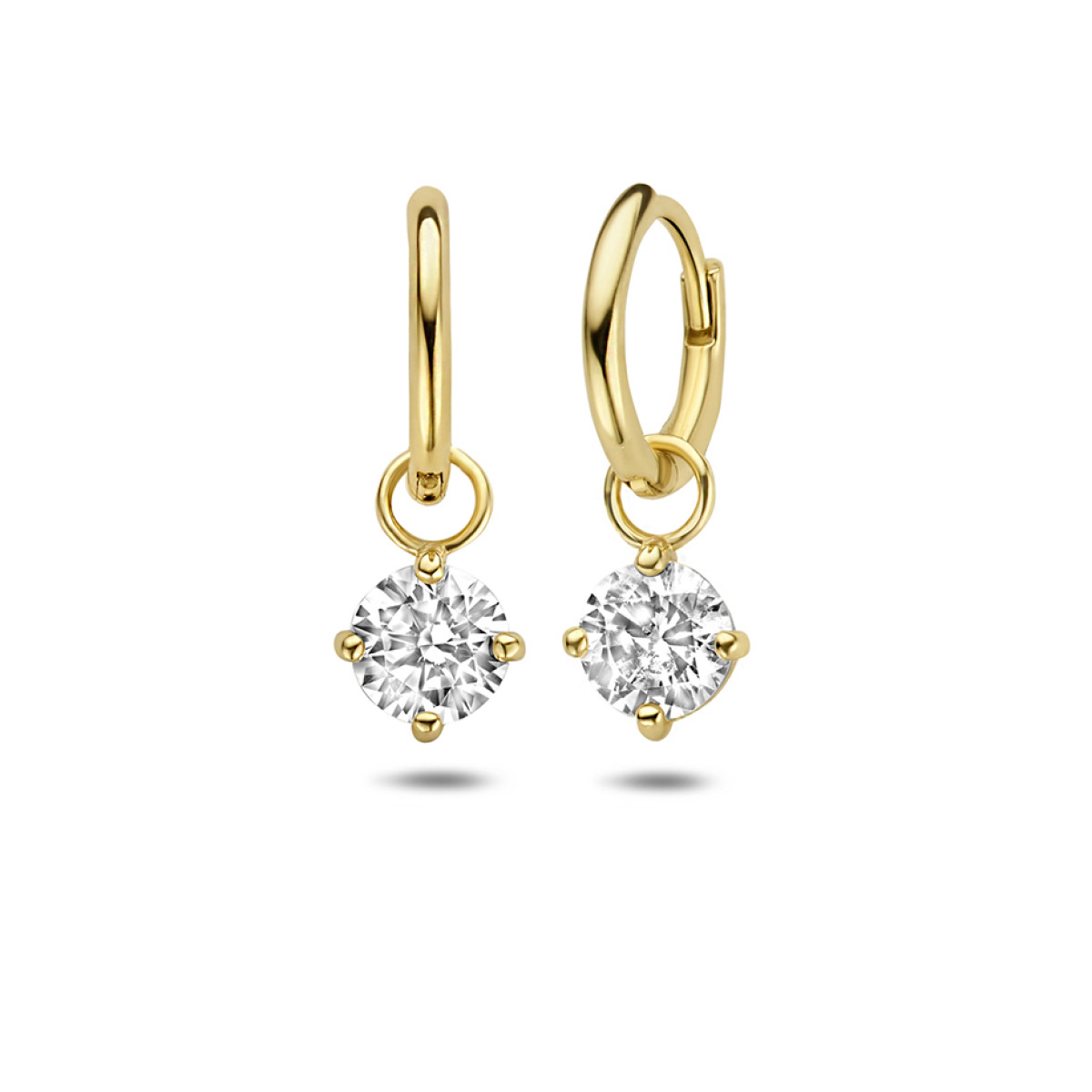 Klapoorringen zirkonia goud 15 mm