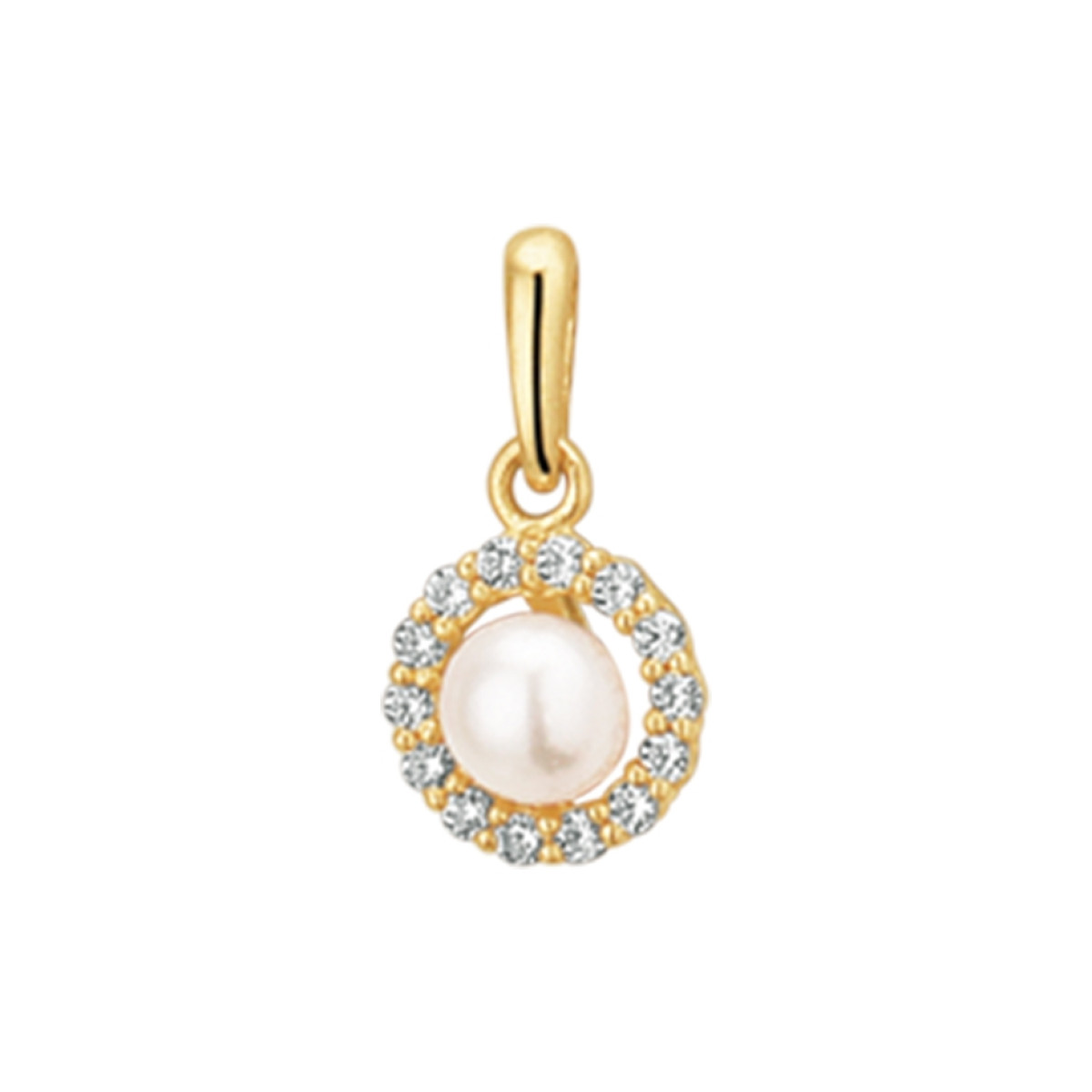 Klassieke gouden hanger met parel en zirkonia