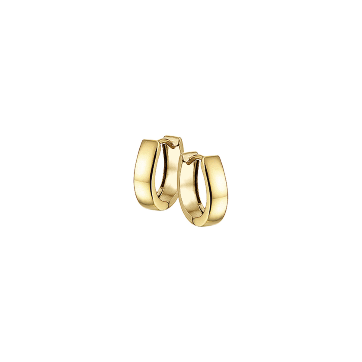 Echt gouden klapcreolen 12 mm x 4 mm