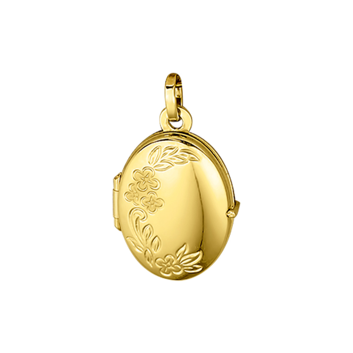 Medaillon goud ovaal met bloemmotief 18.5x14 mm