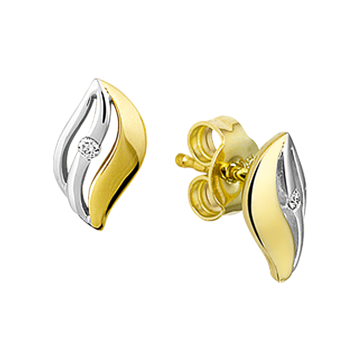 Mooie diamanten oorknoppen 6 mm breed