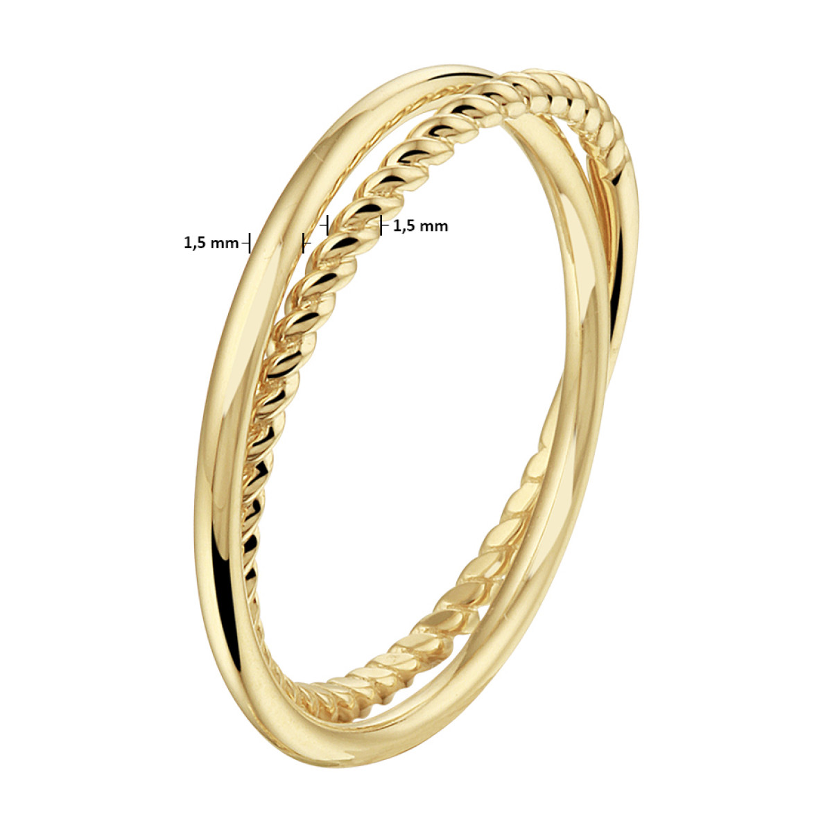 Mooie dubbele ring goud met gedraaide ring