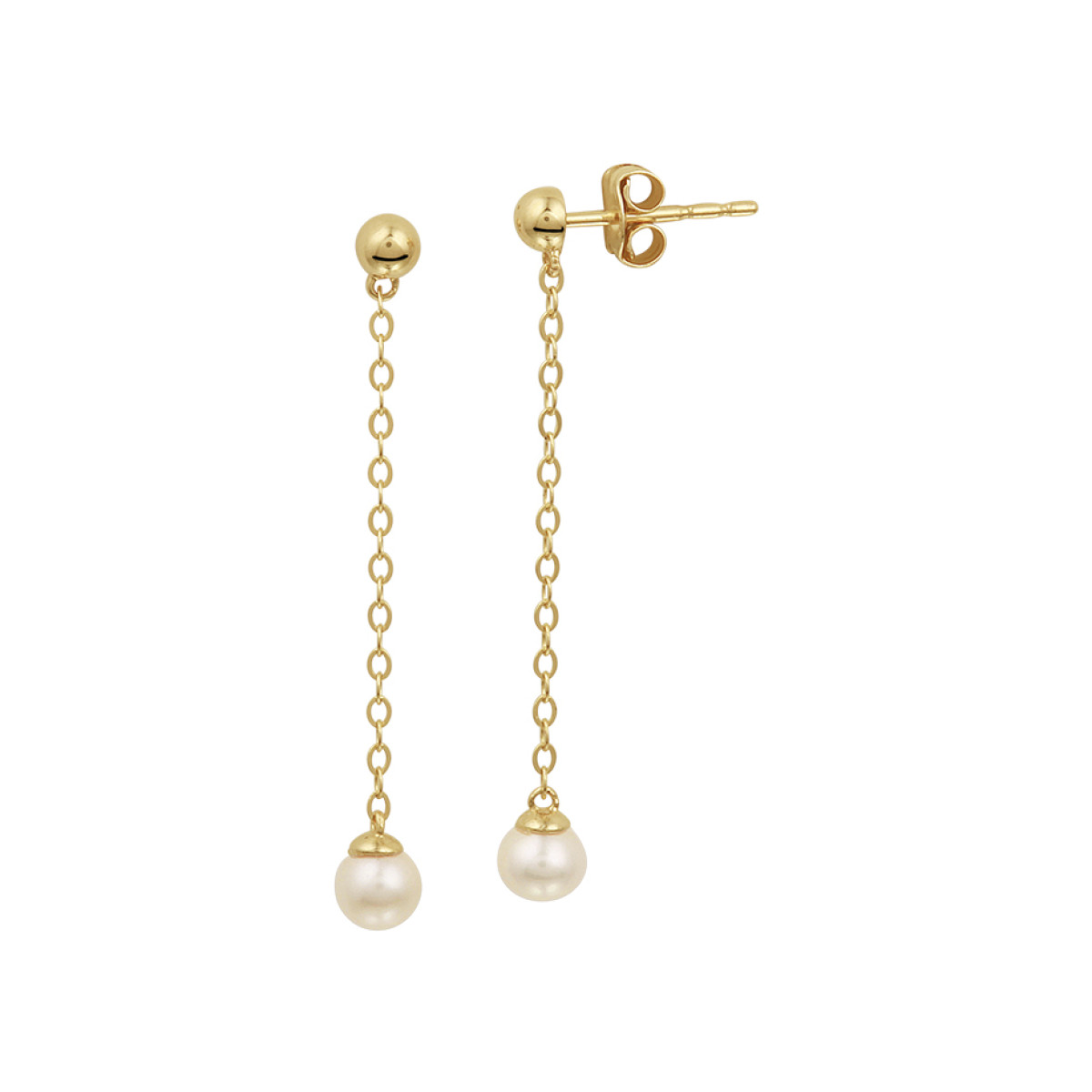 Oorhangers met edelsteen parel goud