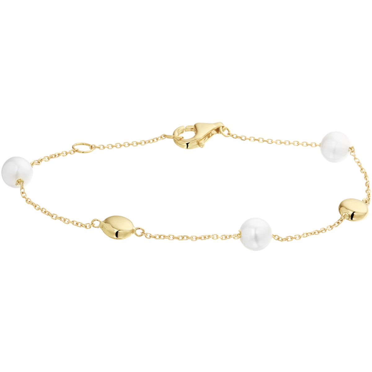 Parel armband van goud met gouden bolletjes