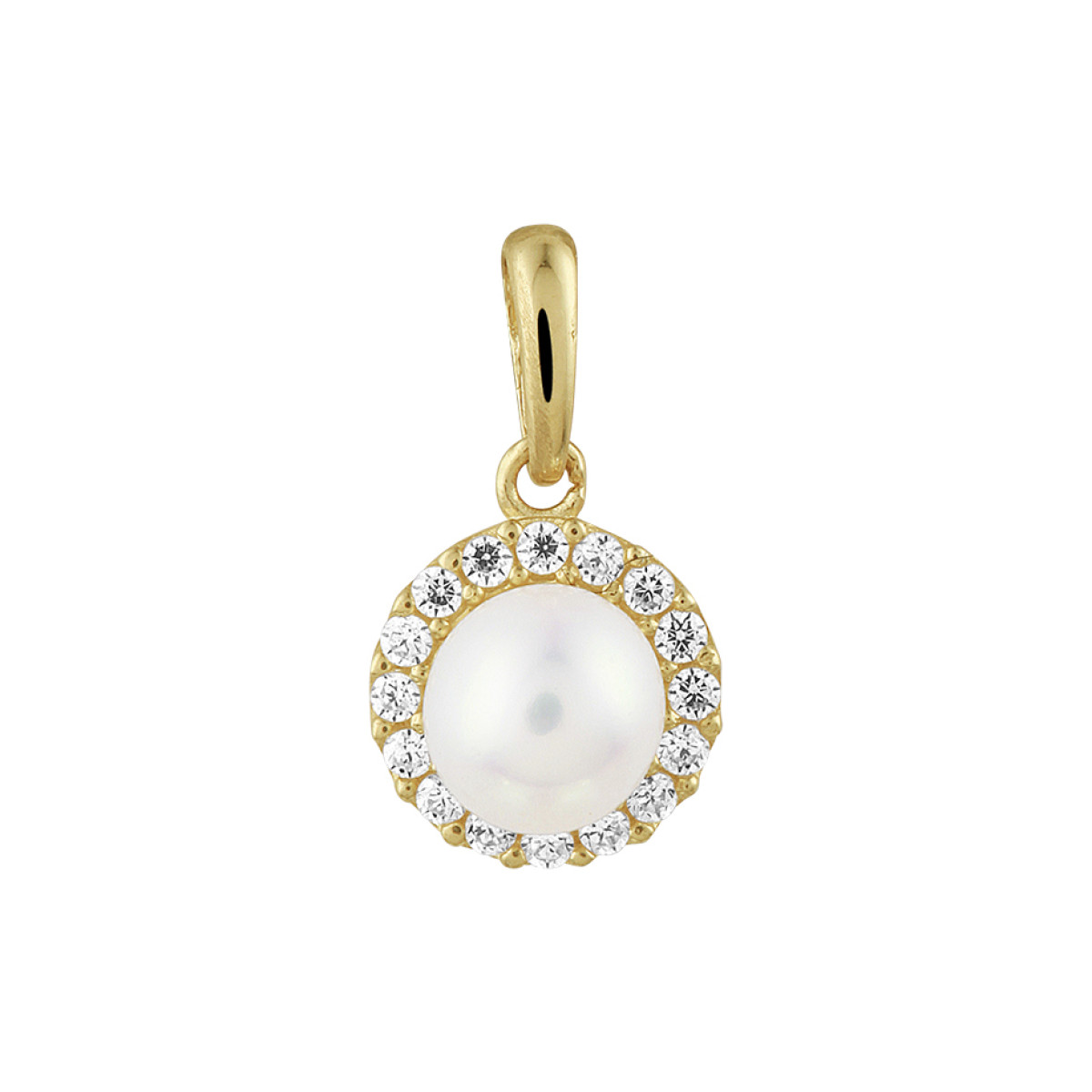 Parel hanger goud met zirkonia's