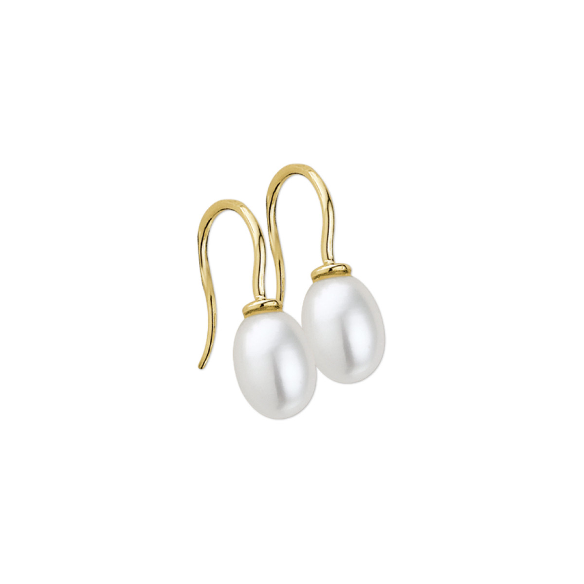 Parel oorhangers van goud 10 mm x 7.5 mm