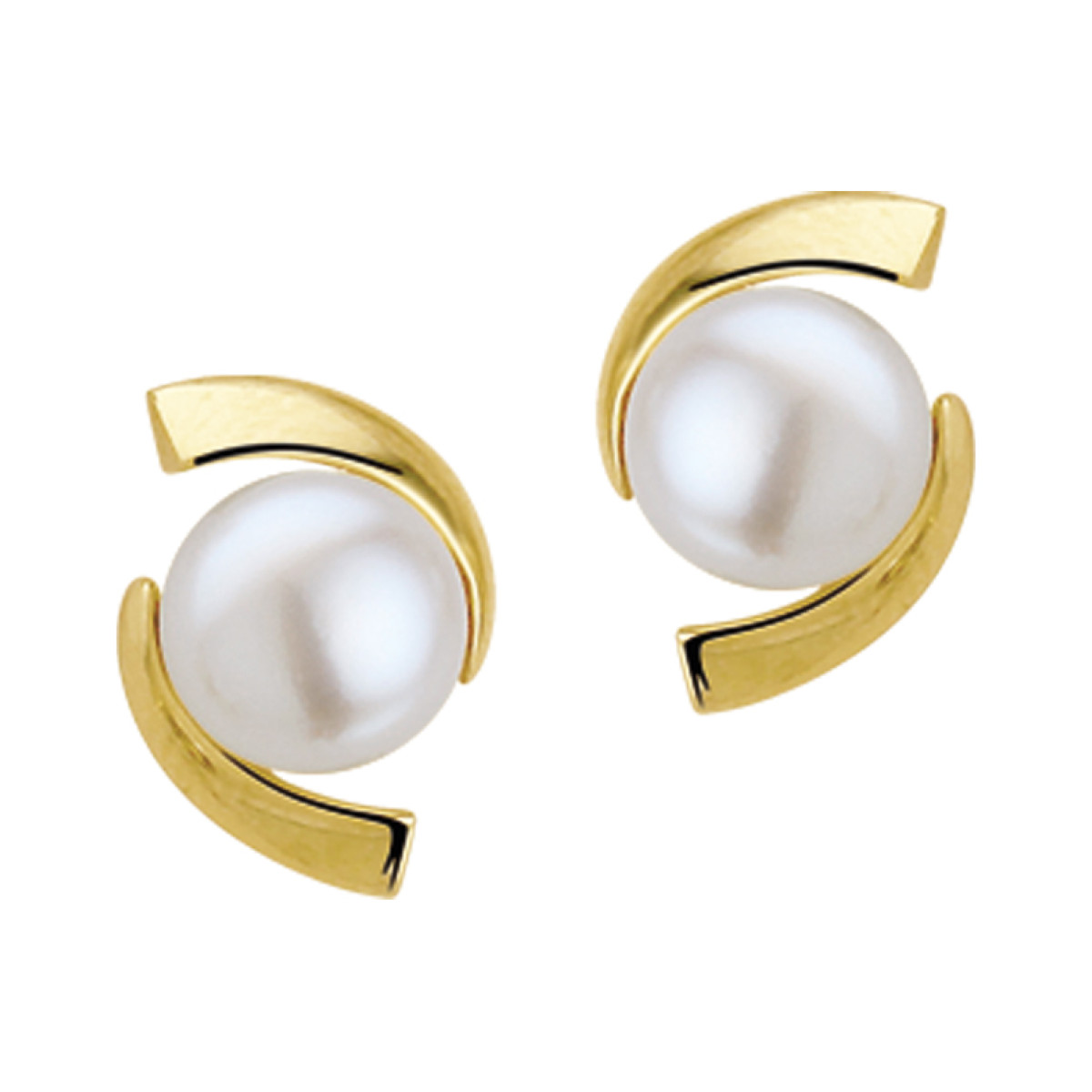 Parel oorknoppen van goud 6.5 mm