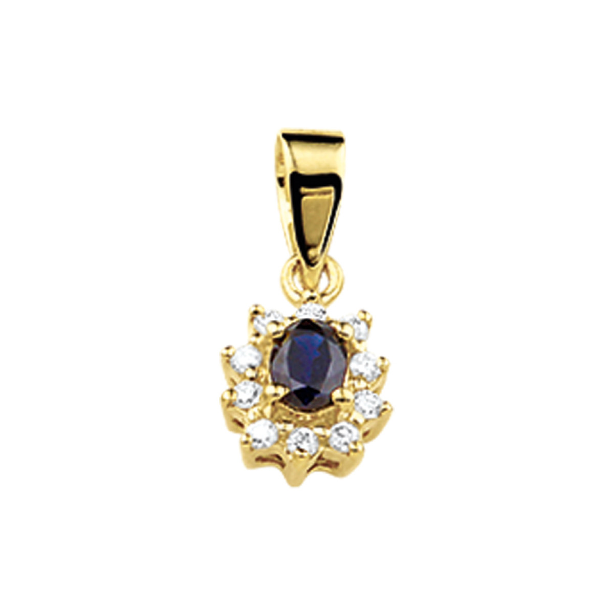 Saffier hanger goud met diamant