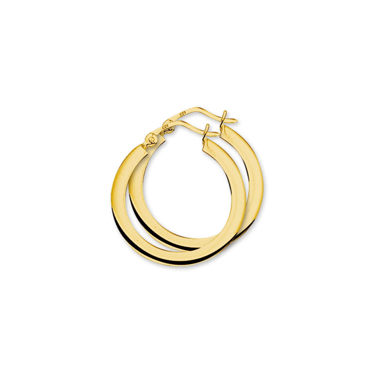 Vlakke echt gouden creolen 2.5 mm