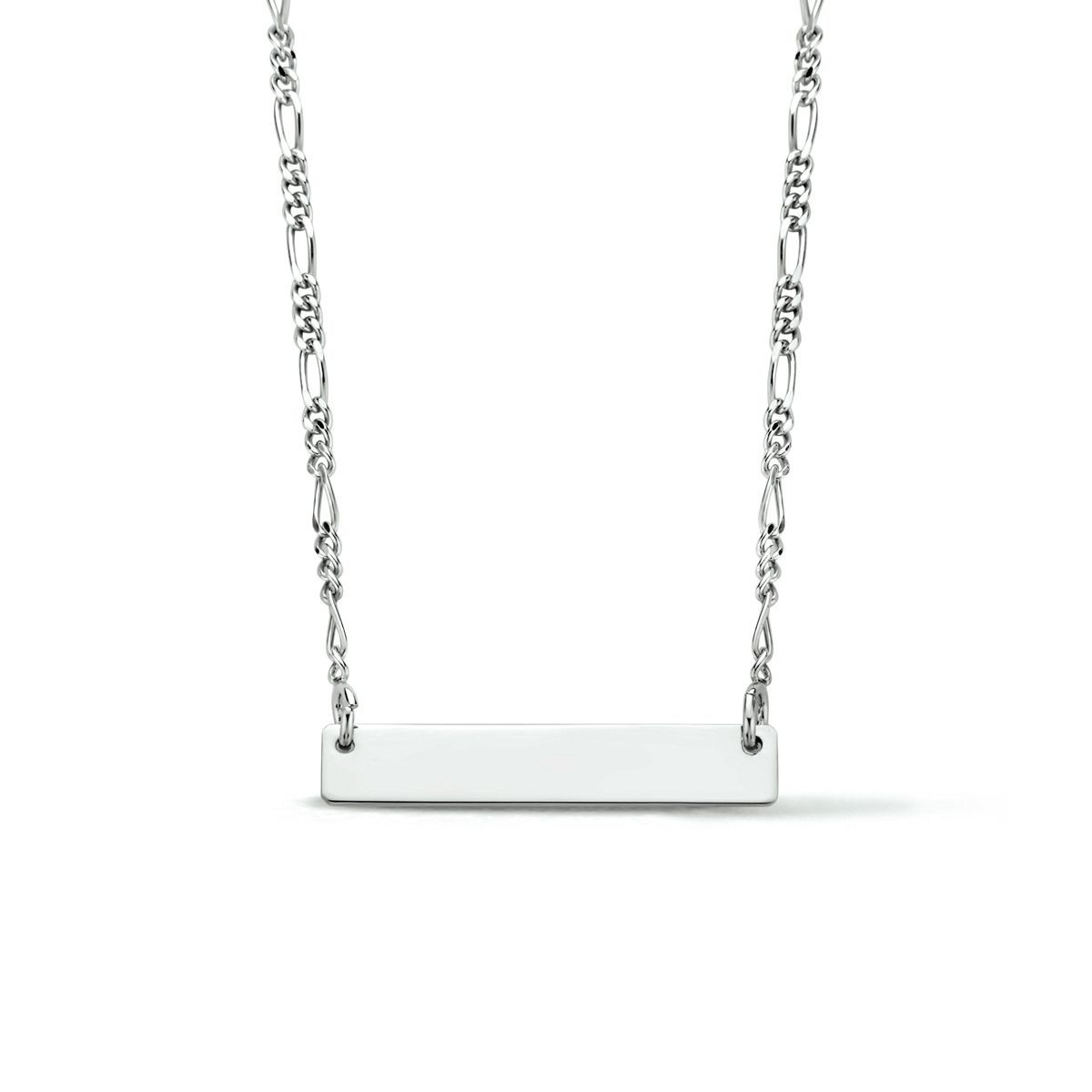 Zilveren collier met balkje