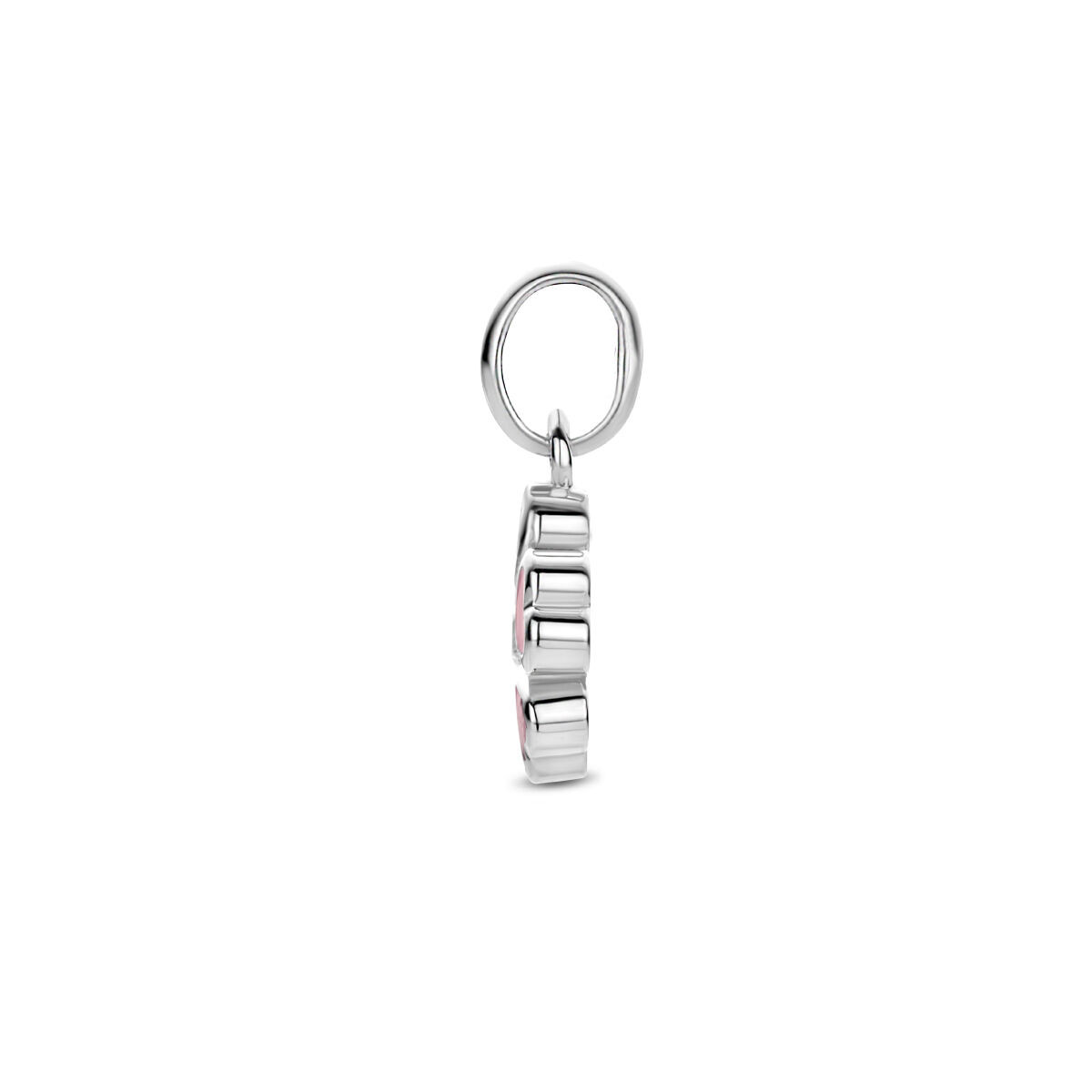 Zilveren hanger met roze bloem en zirkonia