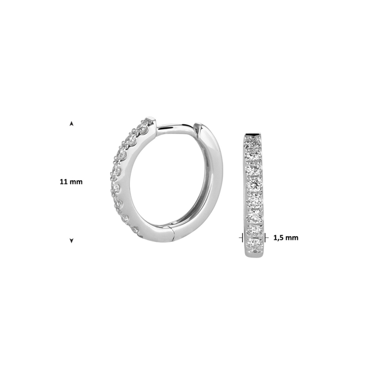 Edelsteen klapcreolen met diamant witgoud
